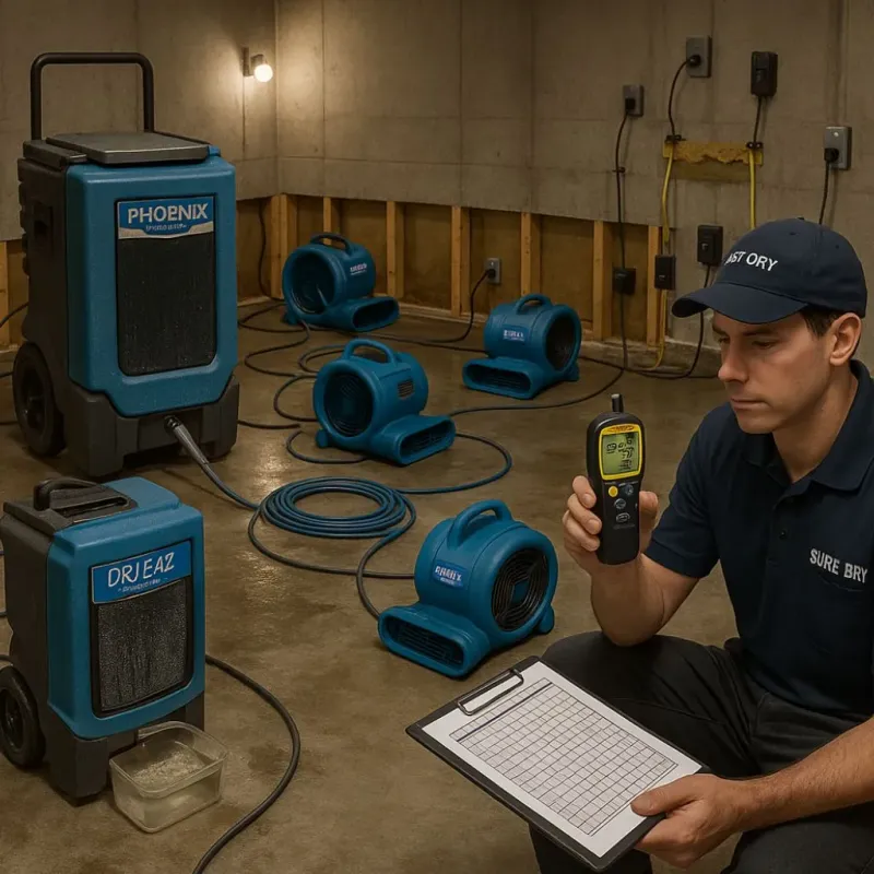Structural Drying and Dehumidification process in University Place, WA